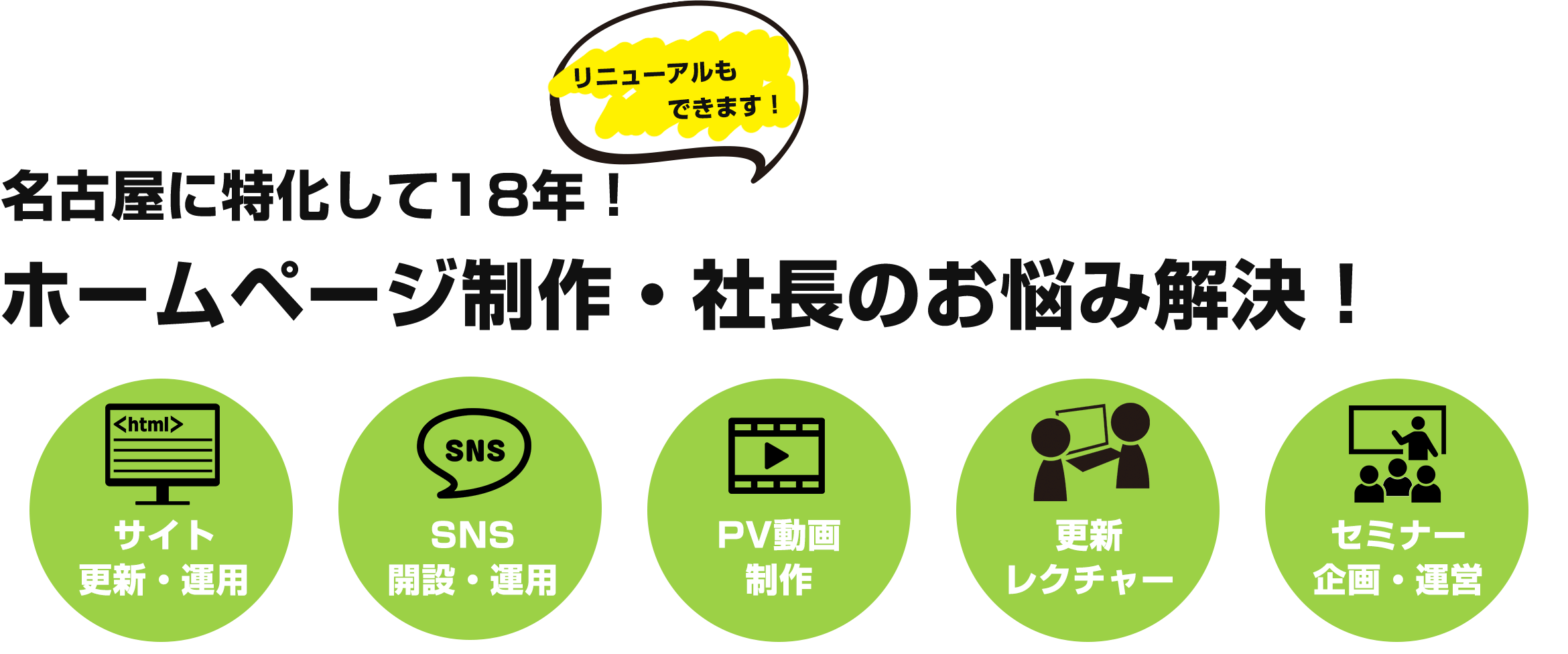 名古屋のホームページ制作・社長のお悩み解決お任せください