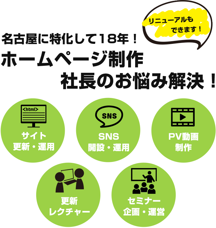 名古屋のホームページ制作・社長のお悩み解決お任せください